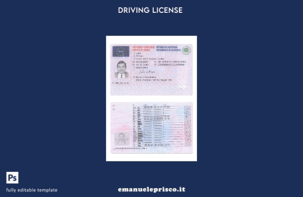 verified style modello di patente di guida slovena in stile verificato template